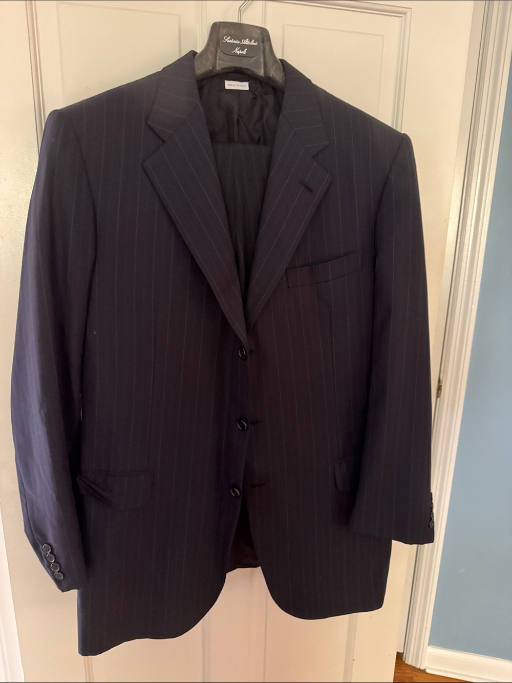 Brioni Dark Navy Pinstripe Men's Suit Blazer